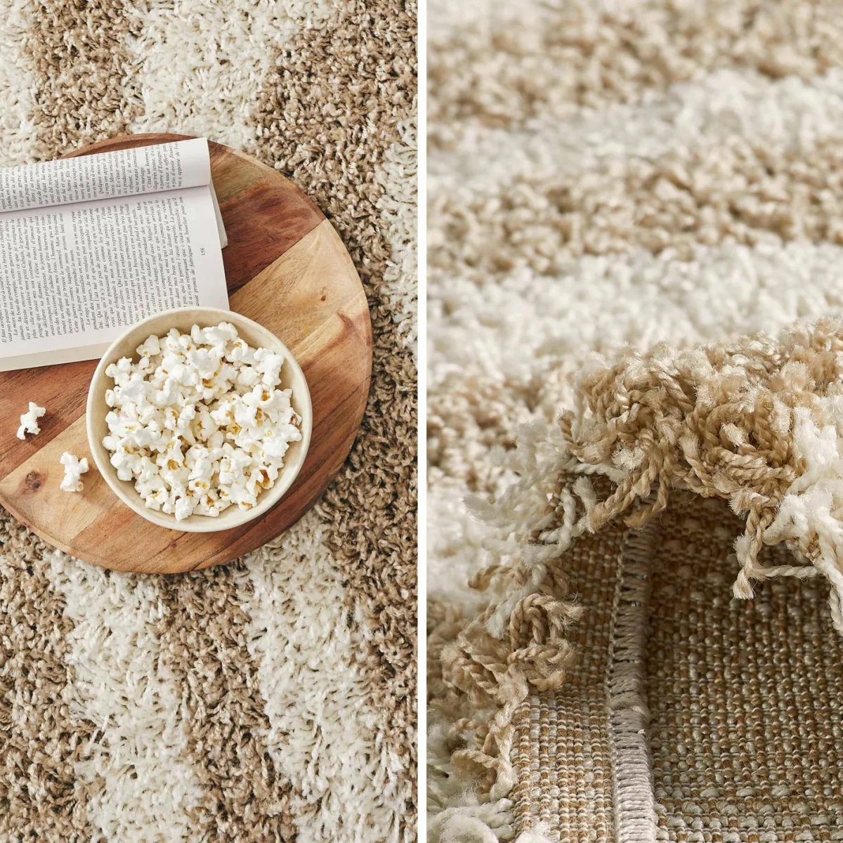 sweeek Tappeto interno shaggy motivi geometrici beige