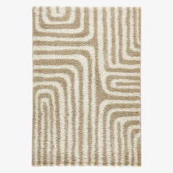 sweeek Tappeto interno shaggy motivi geometrici beige