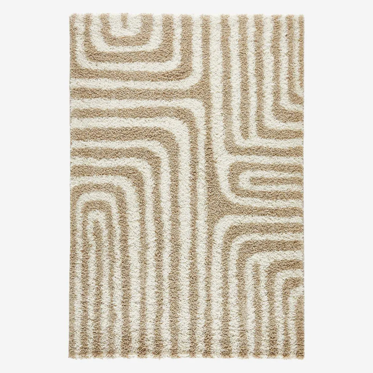 sweeek Tappeto interno shaggy motivi geometrici beige