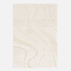 sweeek Tappeto interno shaggy motivo con rilievo crema
