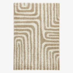 Tappeto interno shaggy motivi geometrici beige