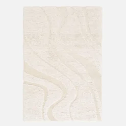 Tappeto interno shaggy motivo con rilievo crema