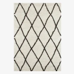 sweeek Tappeto interno shaggy, stile berbero, bianco e nero
