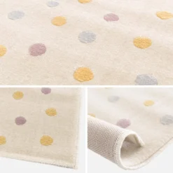 sweeek Tappeto per bambini a pois grandi, crema, blu, giallo, viola per interni, 120x170cm