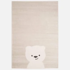 sweeek Tappeto per bambini beige/crema, piccolo tappeto con orsetto