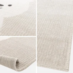 sweeek Tappeto per bambini beige/crema, piccolo tappeto con orsetto
