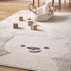 sweeek Tappeto per bambini beige/crema, piccolo tappeto con orsetto