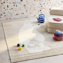sweeek Tappeto per bambini beige/crema, tappeto orsetto