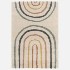sweeek Tappeto per bambini con arcobaleno, tappeto per interni color crema e multicolore