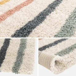 sweeek Tappeto per bambini con arcobaleno, tappeto per interni color crema e multicolore