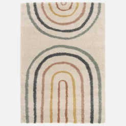 Tappeto per bambini con arcobaleno, tappeto per interni color crema e multicolore