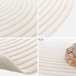 sweeek Tappeto per interni con cerchi in rilievo color crema, 160cm