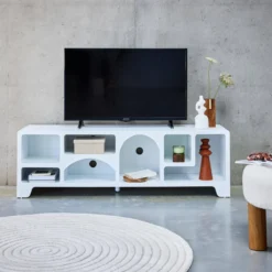 sweeek Tappeto per interni con cerchi in rilievo color crema, 160cm