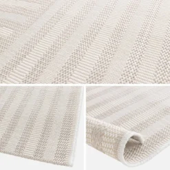 Tappeto per interni/esterni, motivo ad arco beige, poliestere riciclato