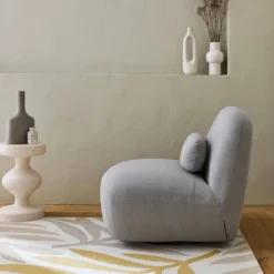 sweeek Tappeto per interni/esterni, motivo vegetale beige e senape