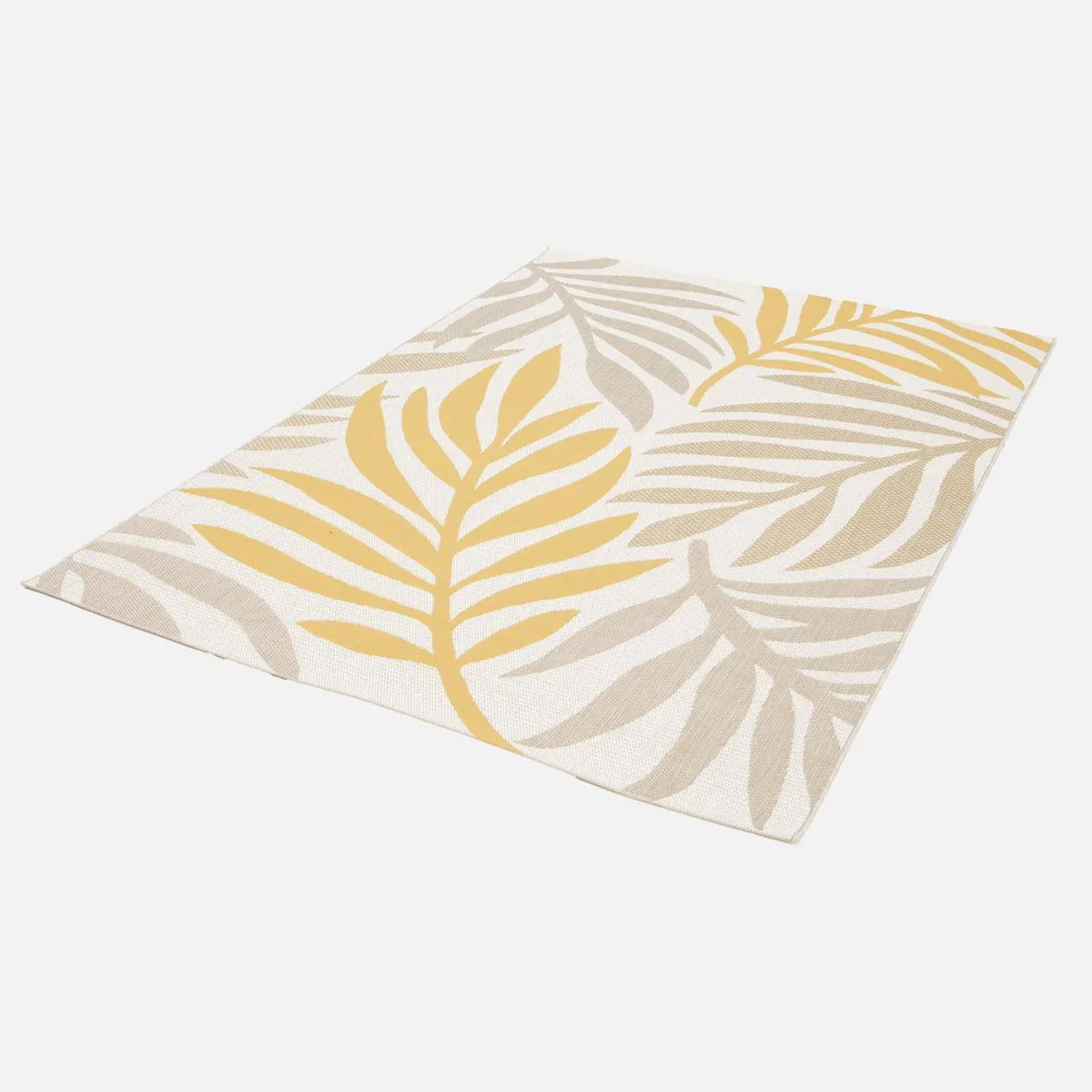 sweeek Tappeto per interni/esterni, motivo vegetale beige e senape