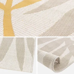 sweeek Tappeto per interni/esterni, motivo vegetale beige e senape