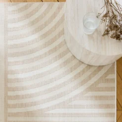 sweeek Tappeto per interni/esterni, motivo ad arco beige, poliestere riciclato