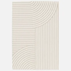 sweeek Tappeto per interni/esterni, motivo ad arco beige, poliestere riciclato