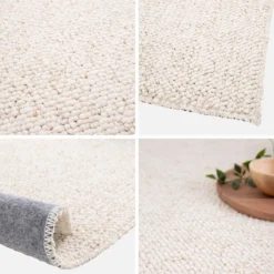 sweeek Tappeto per interni in velluto a pelo lungo effetto screziato color crema