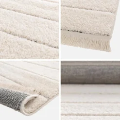 sweeek Tappeto per interni, motivo a linee parallele, crema