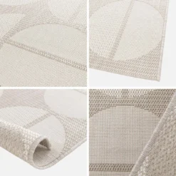 Tappeto per interno/esterno motivi geometrici crema, beige