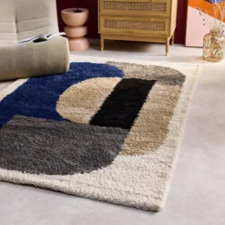 sweeek Tappeto shaggy per interni, motivo geometrico, multicolore