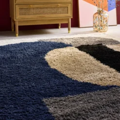 sweeek Tappeto shaggy per interni, motivo geometrico, multicolore
