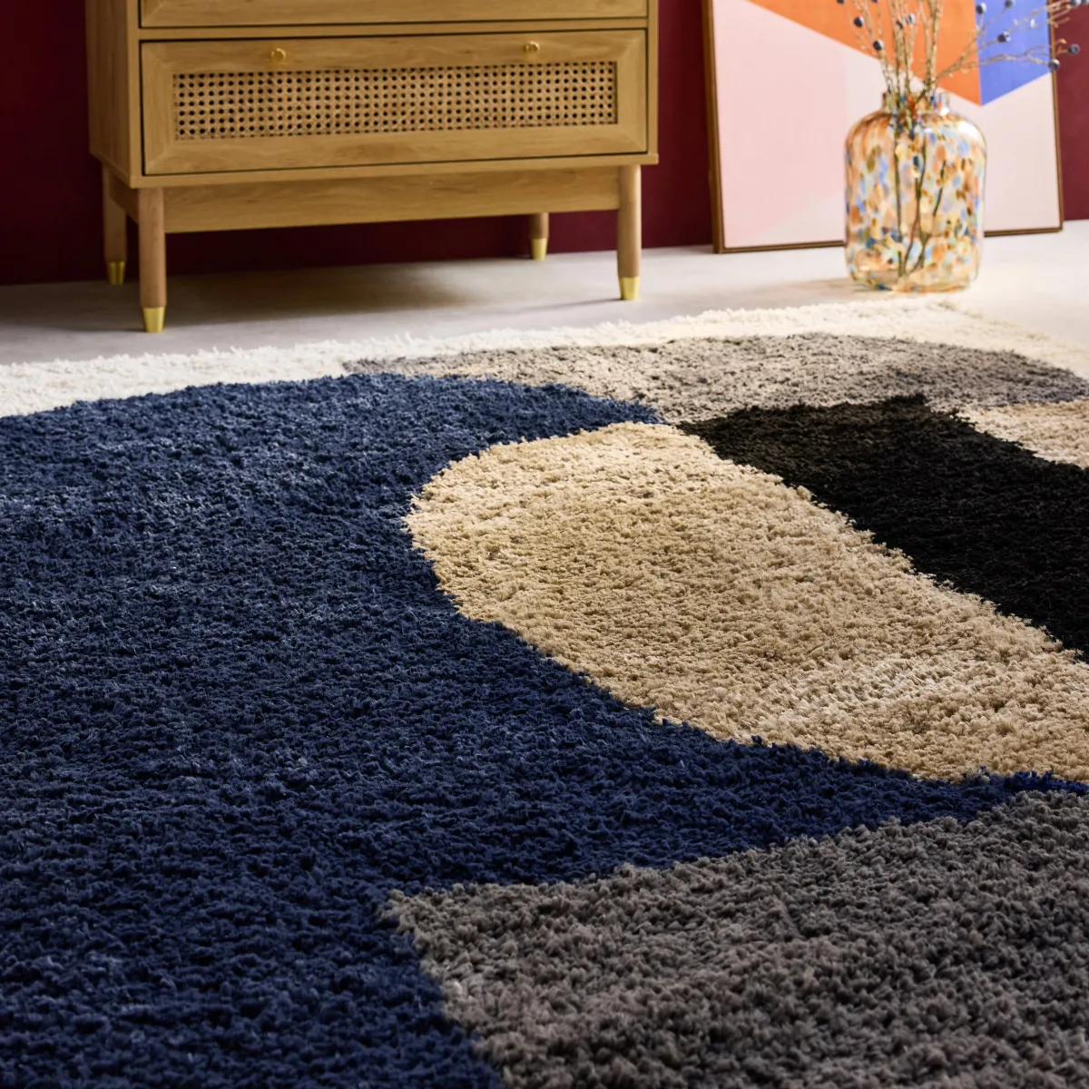 sweeek Tappeto shaggy per interni, motivo geometrico, multicolore
