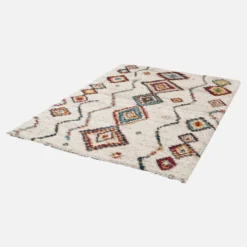 sweeek Tappeto shaggy per interni, stile berbero, crema e multicolore