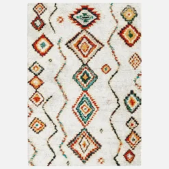 sweeek Tappeto shaggy per interni, stile berbero, crema e multicolore