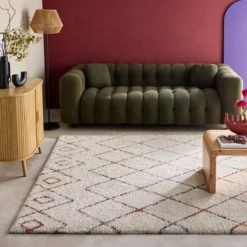 sweeek Tappeto shaggy per interni, stile berbero, crema e multicolore