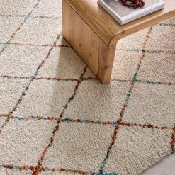 sweeek Tappeto shaggy per interni, stile berbero, crema e multicolore