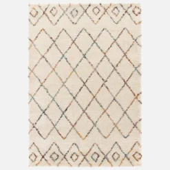 sweeek Tappeto shaggy per interni, stile berbero, crema e multicolore