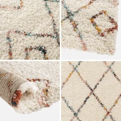 sweeek Tappeto shaggy per interni, stile berbero, crema e multicolore