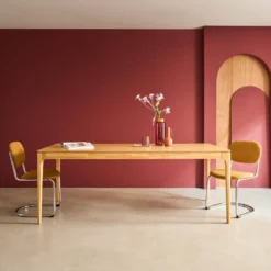 sweeek Tavola da pranzo rettangolare in legno di hevea di 8 posti