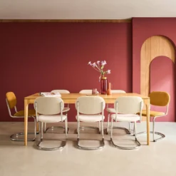 sweeek Tavola da pranzo rettangolare in legno di hevea di 8 posti