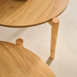 Tavolini impilabili rotondi effetto legno