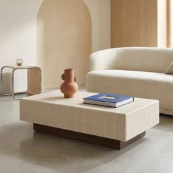 sweeek Tavolino da caffè con motivo a piastrelle effetto ceramica opaca