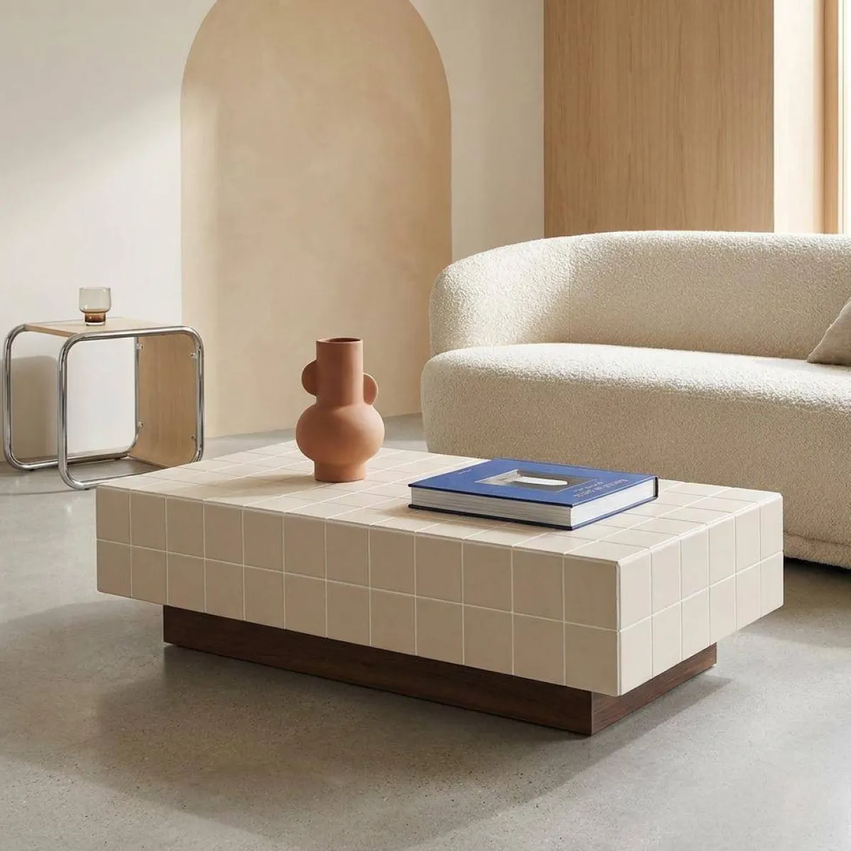 sweeek Tavolino da caffè con motivo a piastrelle effetto ceramica opaca