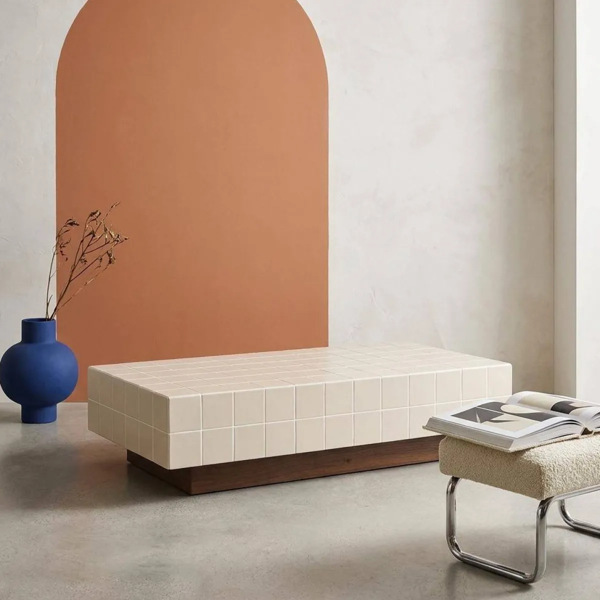 sweeek Tavolino da caffè con motivo a piastrelle effetto ceramica opaca