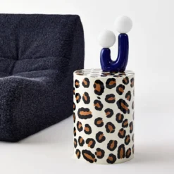 sweeek Tavolino da divano in acciaio smaltato, motivo leopardo, 46cm