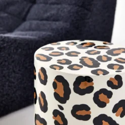 sweeek Tavolino da divano in acciaio smaltato, motivo leopardo, 46cm