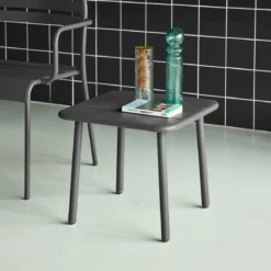 Tavolino da giardino quadrato in acciaio, 45 cm
