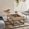 sweeek Tavolino industriale effetto legno con piano sollevabile
