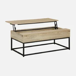 sweeek Tavolino industriale effetto legno con piano sollevabile