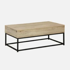 sweeek Tavolino industriale effetto legno con piano sollevabile