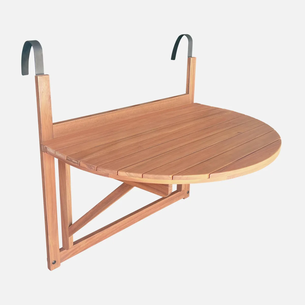sweeek Tavolino in legno di acacia pieghevole semirotondo, 70cm