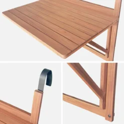 sweeek Tavolino in legno di acacia pieghevole rettangolare, 70x50cm
