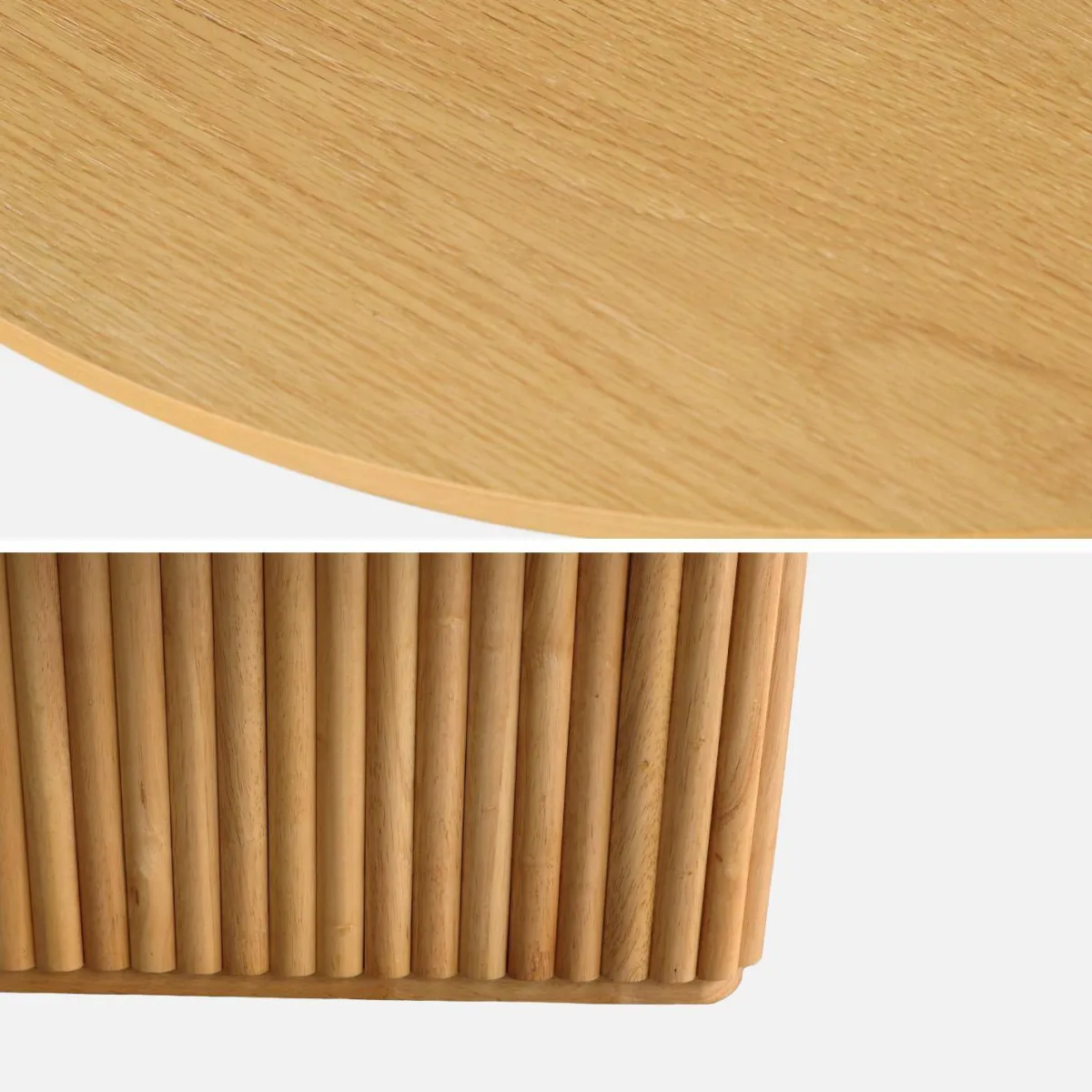 sweeek Tavolino ovale in legno di hevea placcato rovere